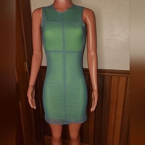 Fiona Beckett For Tooke 90s/Y2K Neon Green Mesh Dress